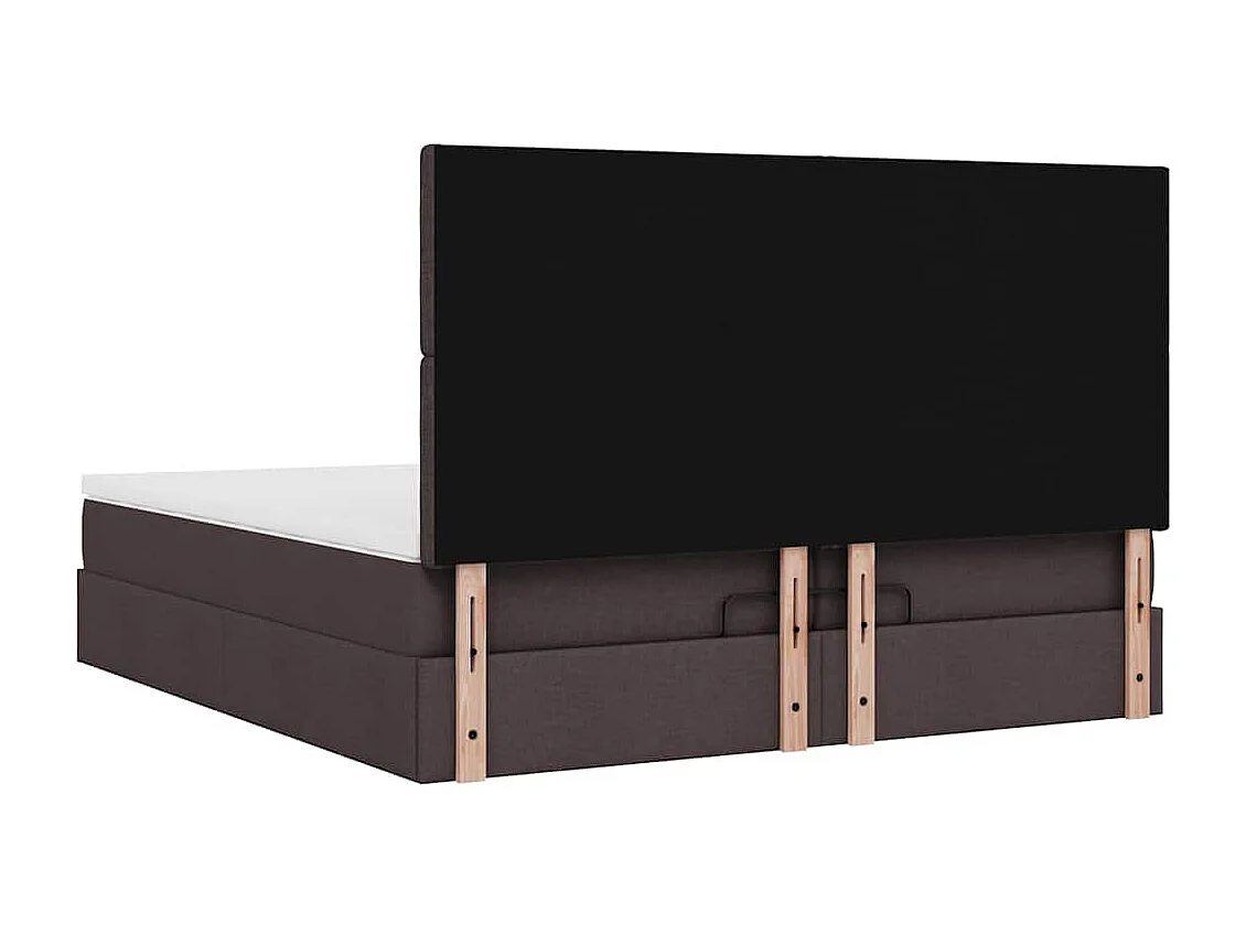 Estrutura de cama otomana com colchões tecido castanho escuro