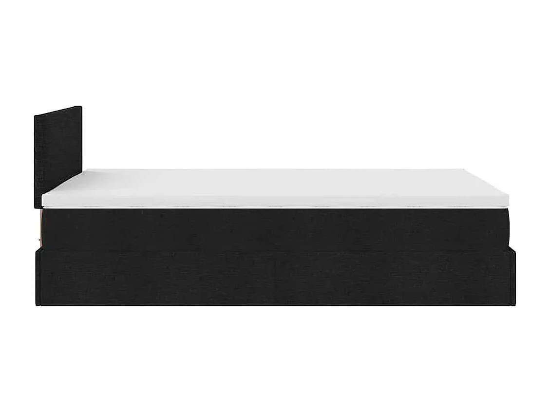 Lit ottoman avec matelas noir 120x190 cm tissu