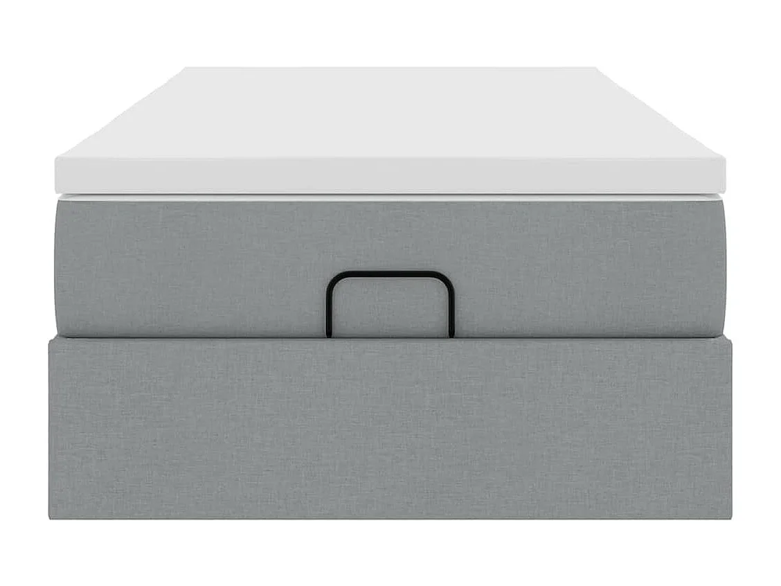 Cadre de lit ottoman avec matelas gris clair 80x200 cm tissu