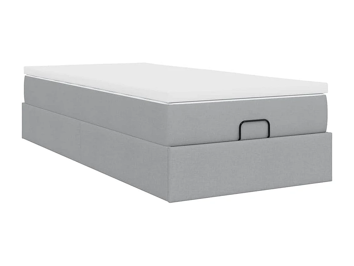 Cadre de lit ottoman avec matelas gris clair 80x200 cm tissu