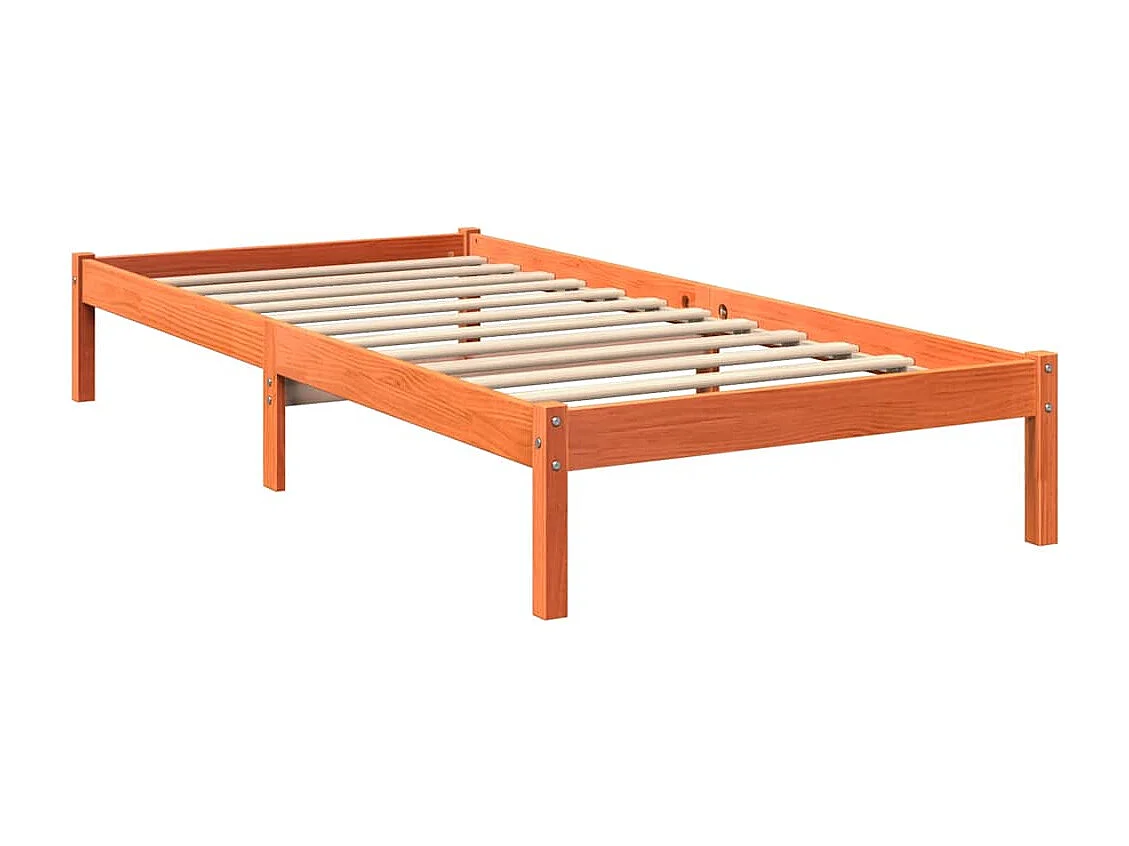 Cama com estante sem colchão 75x190cm pinho maciço castanho-mel