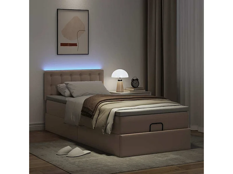 Estrutura de cama otomana com colchão cappuccino 80x200 cm