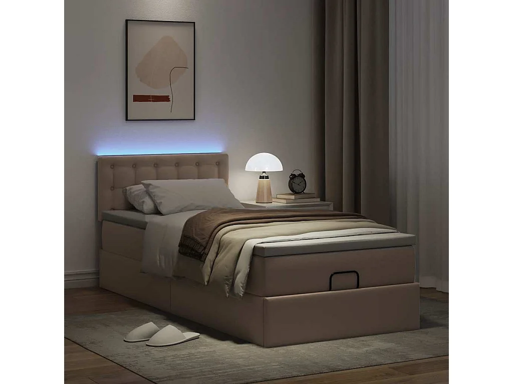 Estrutura de cama otomana com colchão cappuccino 80x200 cm