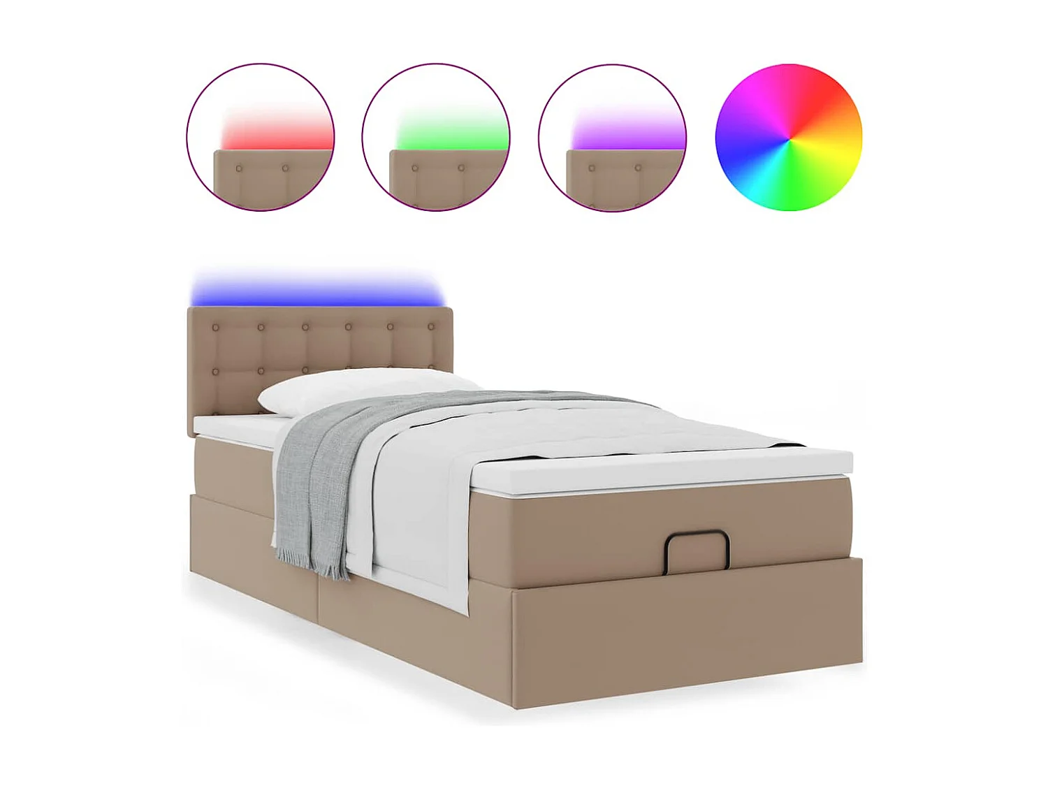 Estrutura de cama otomana com colchão cappuccino 80x200 cm