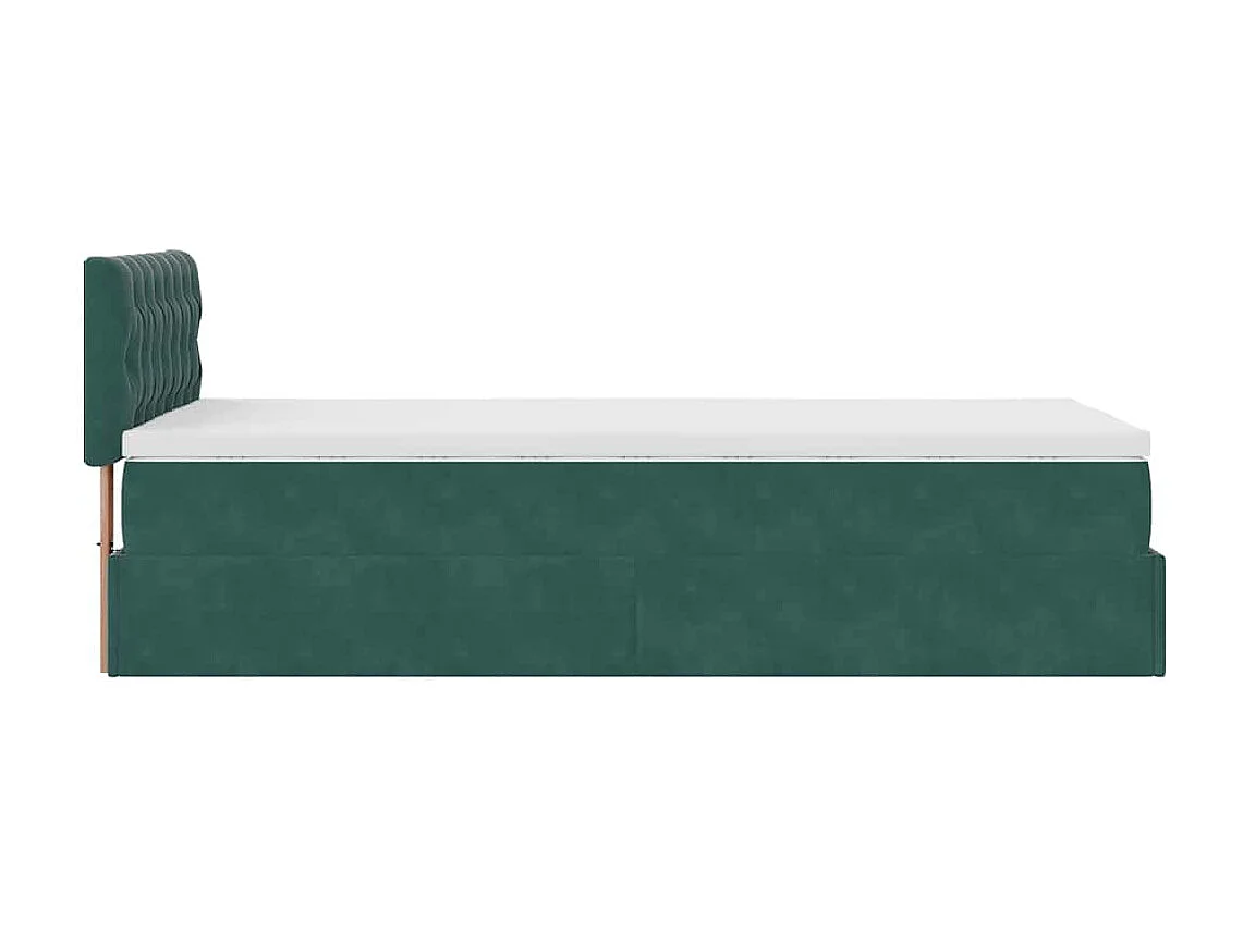 Estrutura de cama otomana colchão 90x200 cm veludo verde escuro