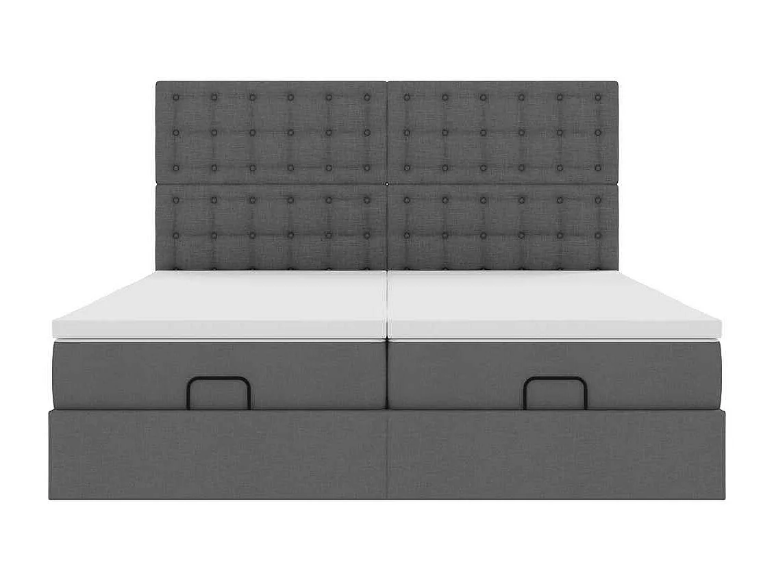 Cadre de lit ottoman avec matelas gris foncé 180x200cm tissu
