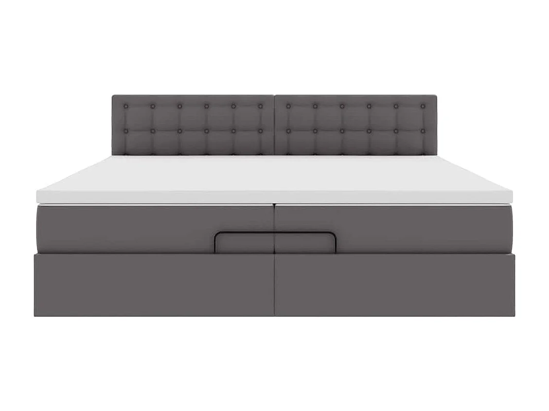 Cadre de lit ottoman avec matelas gris 200x200 cm similicuir