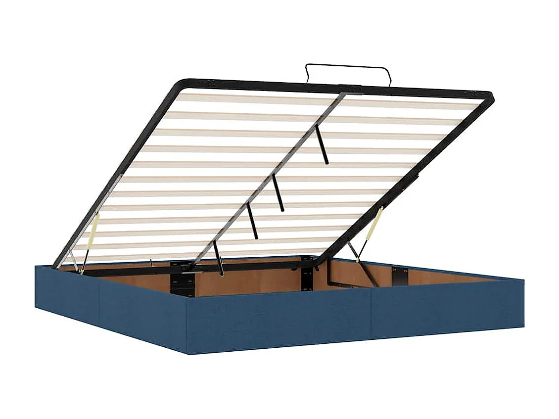 Estructura de cama otomana con colchón tela azul 180x200cm