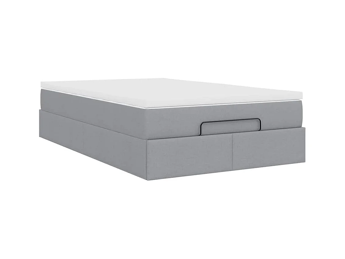 Cadre de lit ottoman et matelas gris clair 120x200 cm tissu