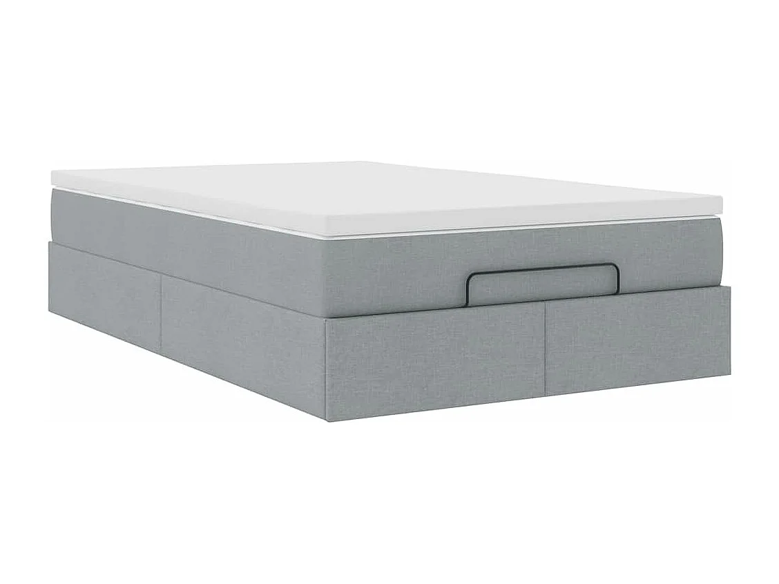 Cadre de lit ottoman et matelas gris clair 120x200 cm tissu