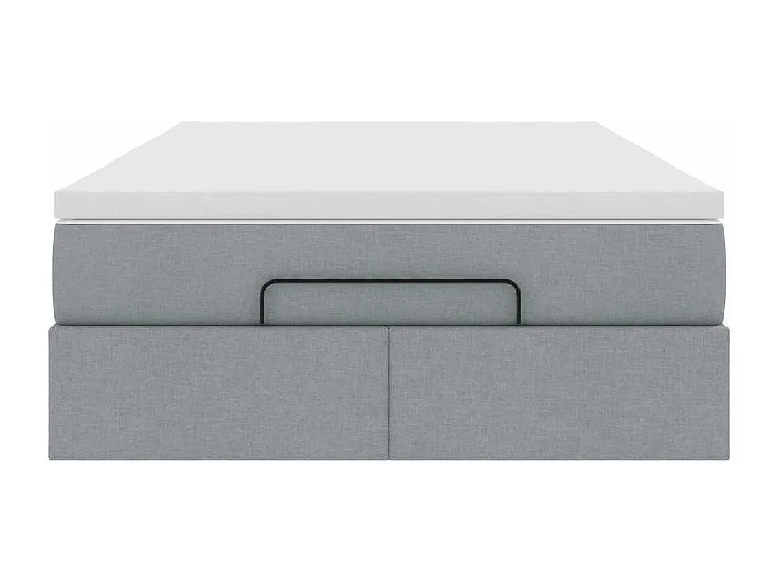 Cadre de lit ottoman et matelas gris clair 120x200 cm tissu