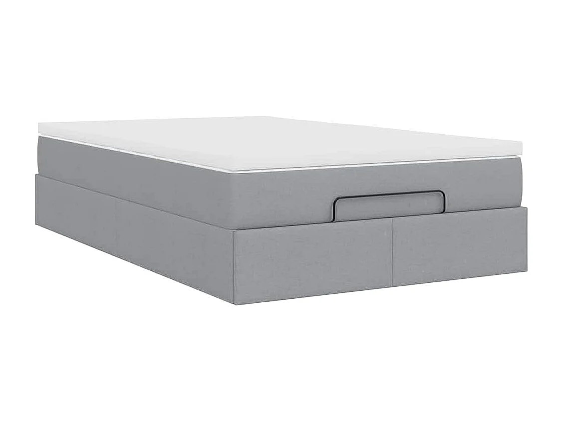 Cadre de lit ottoman et matelas gris clair 120x200 cm tissu