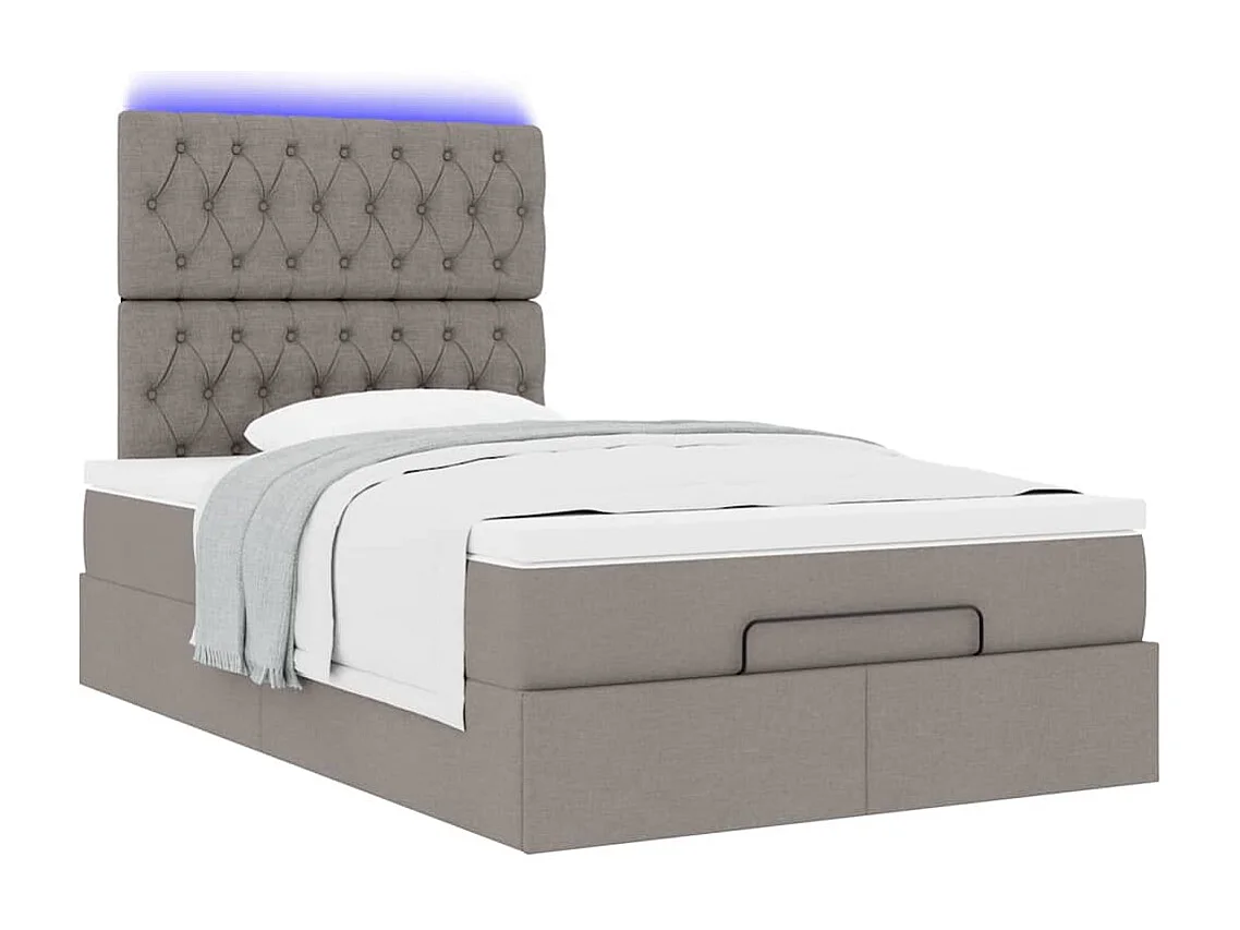 Cadre de lit ottoman avec matelas taupe 120x190 cm tissu