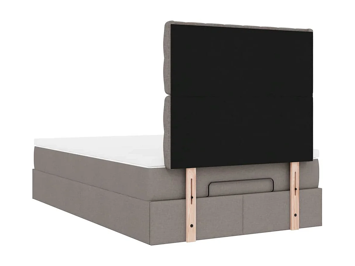 Cadre de lit ottoman avec matelas taupe 120x190 cm tissu