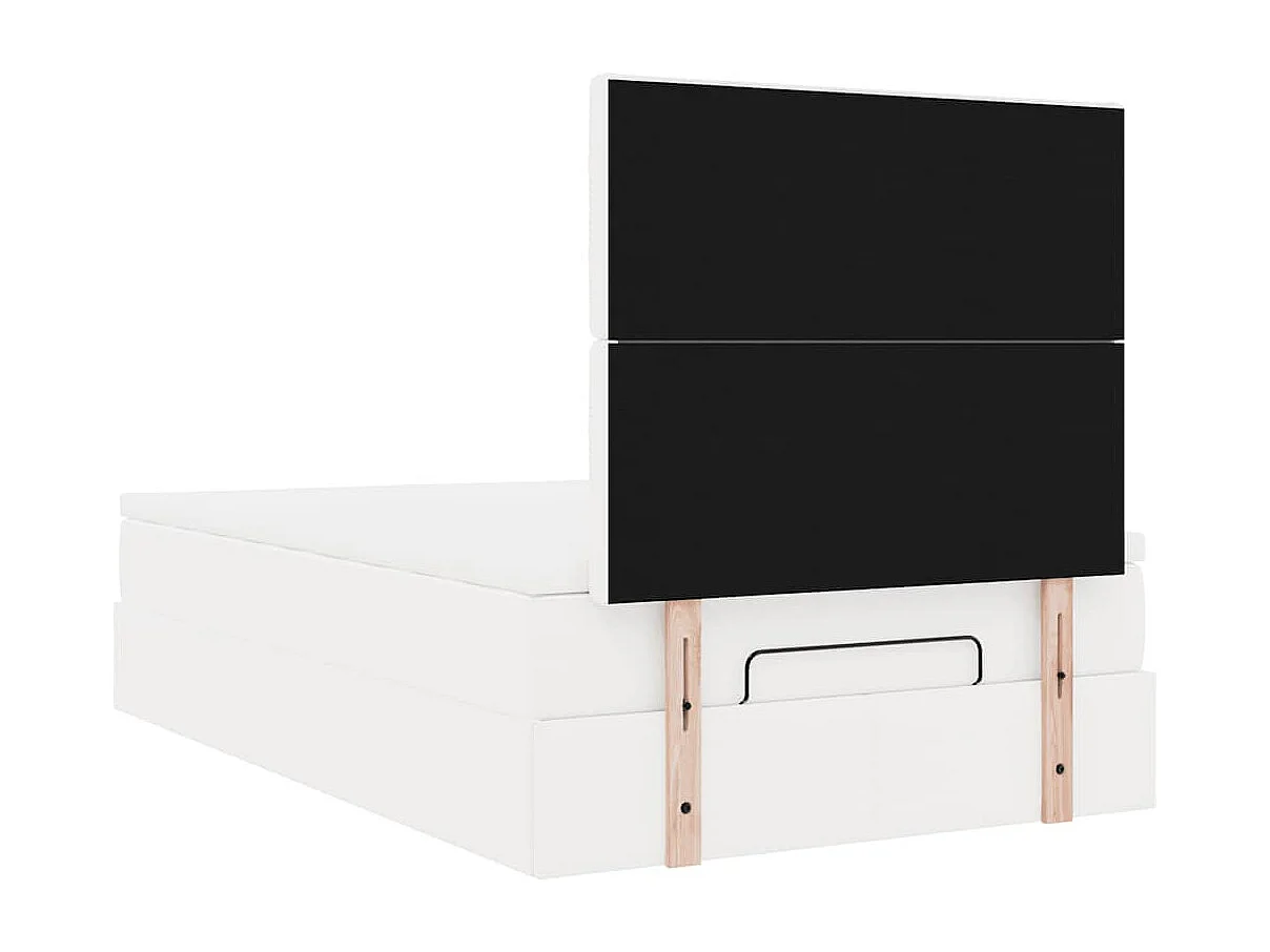 Estrutura de cama otomana com colchão branco Couro falso