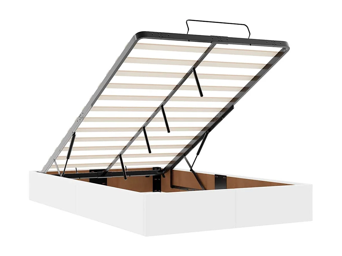 Estrutura de cama otomana com colchão branco Couro falso