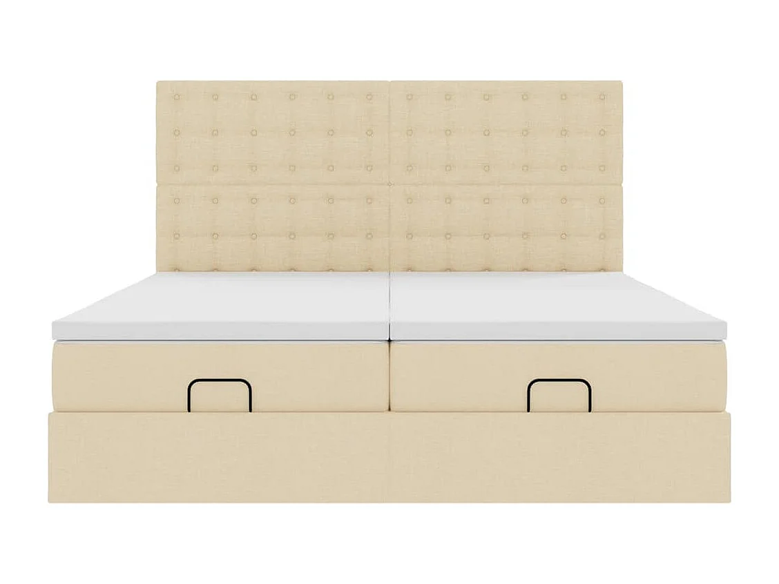 Estructura de cama otomana con colchones tela crema 160x200cm