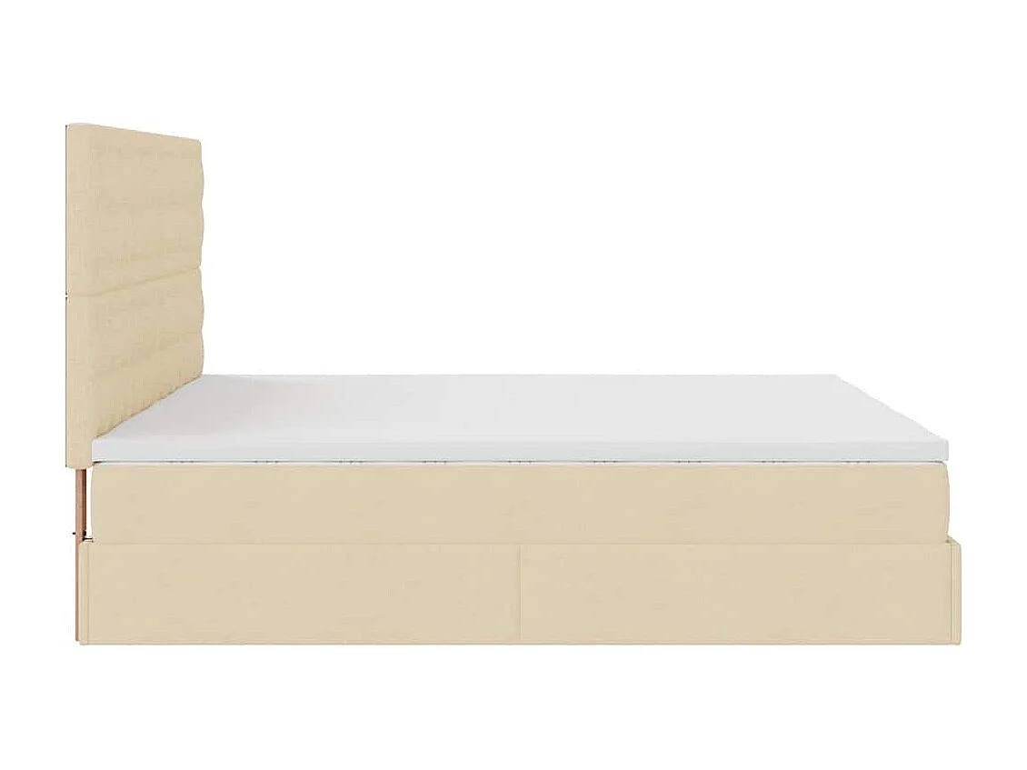 Estructura de cama otomana con colchones tela crema 160x200cm