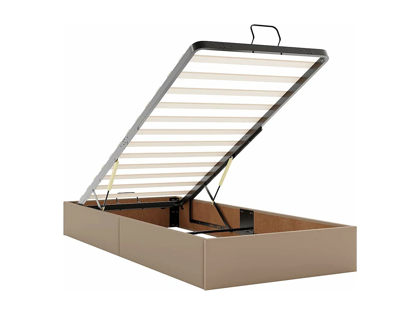 ottomaanse bed met matras 100x200cm kunstleer cappuccinokleurig