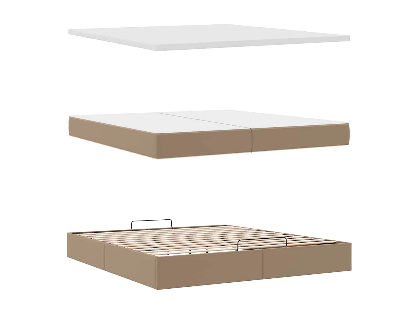 Estructura cama otomana colchones cappucino cuero sintético