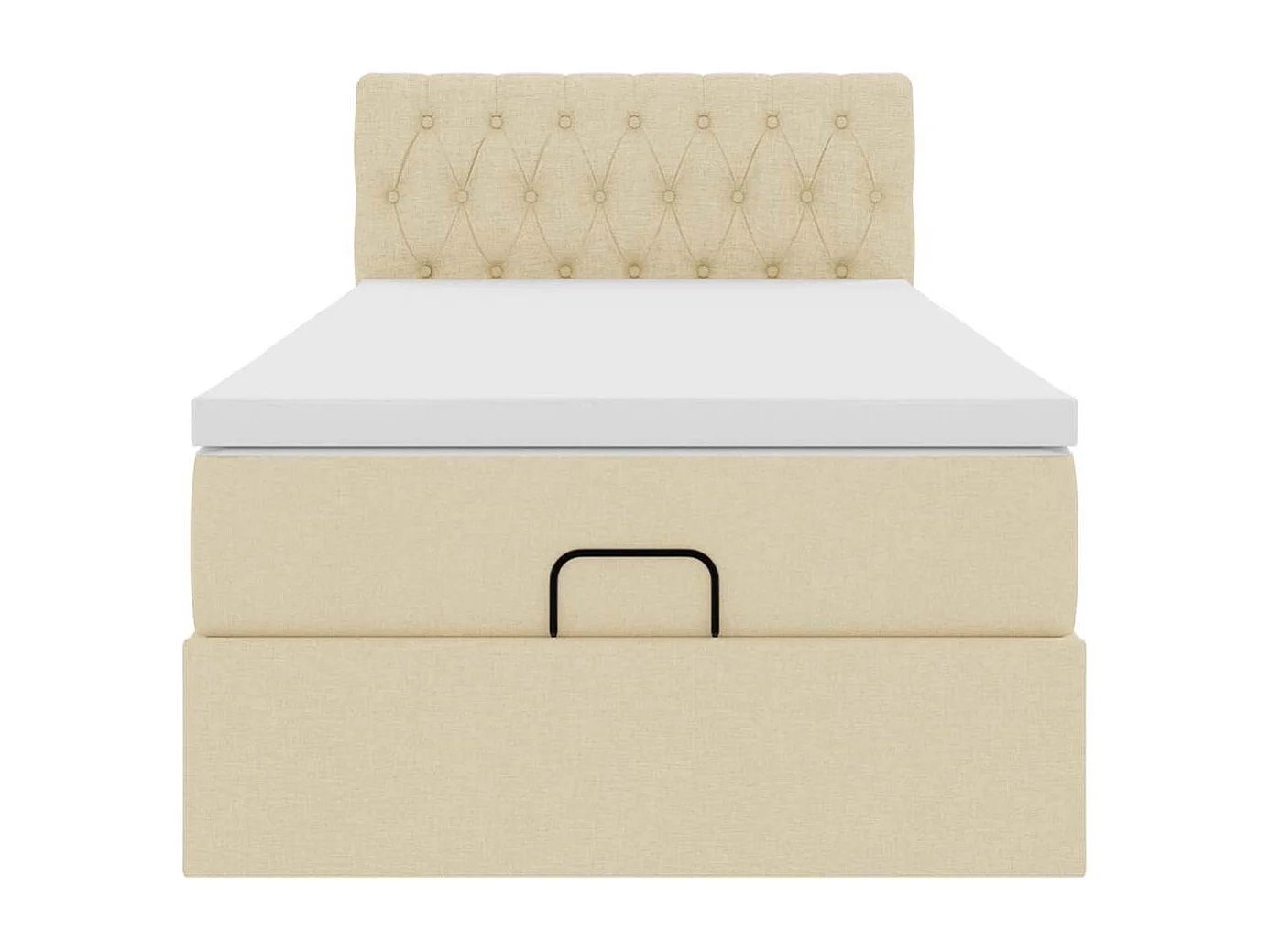 Cadre de lit ottoman avec matelas crème 90x190 cm tissu