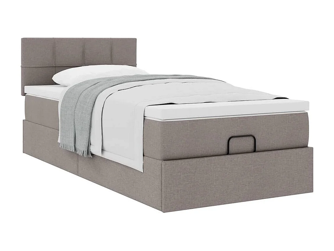Estructura de cama otomana colchón tela gris pardo 90x190cm