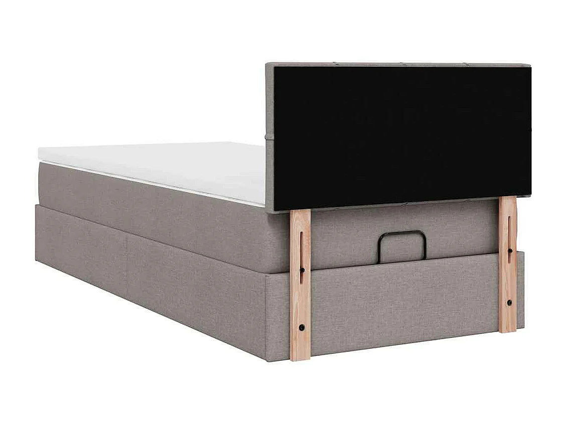 Estructura de cama otomana colchón tela gris pardo 90x190cm