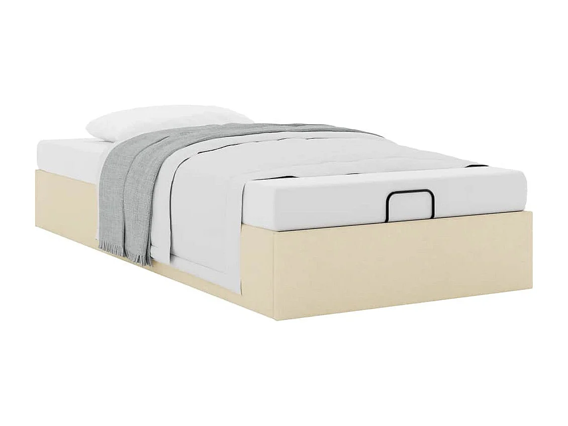 Cadre de lit ottoman sans matelas crème 90x200 cm tissu