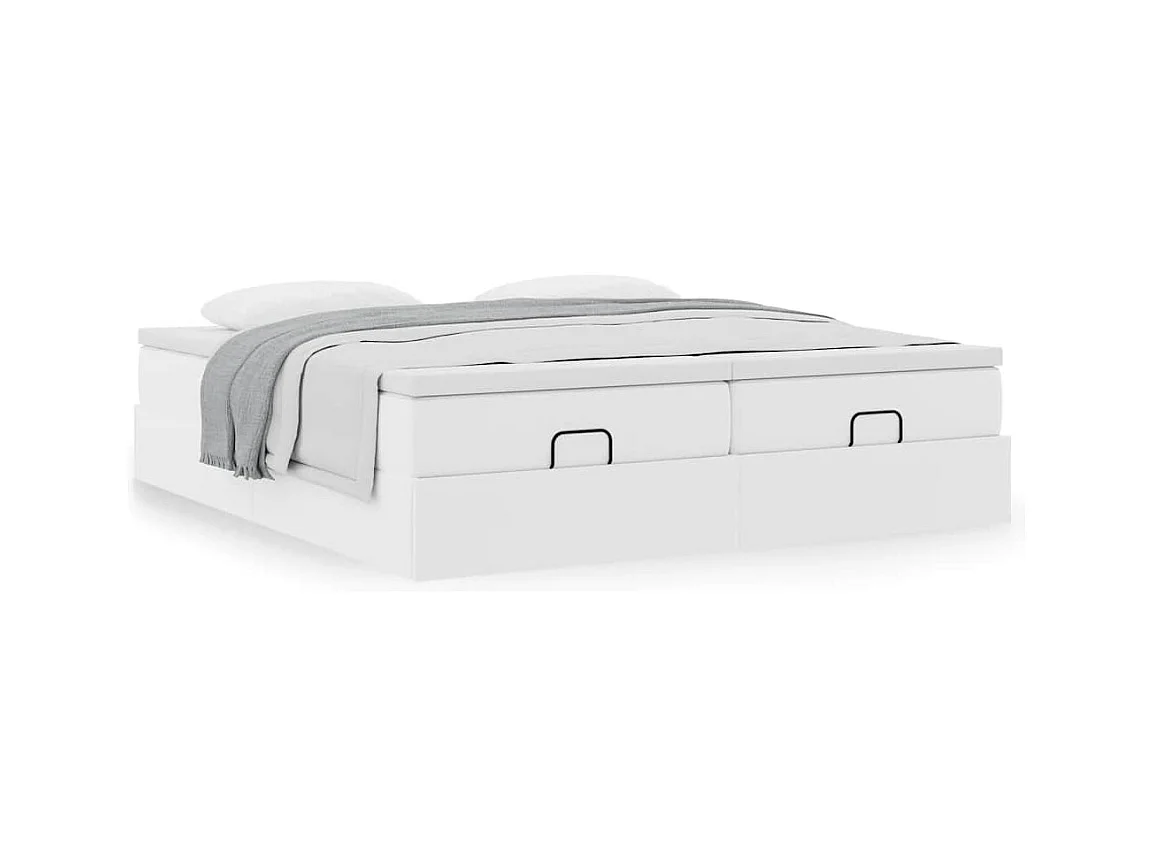 Cadre de lit ottoman avec matelas blanc 180x200 cm similicuir