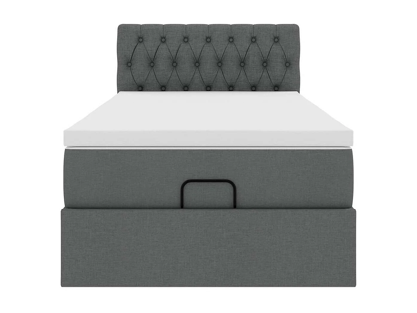Cadre de lit ottoman avec matelas gris foncé 90x190 cm tissu