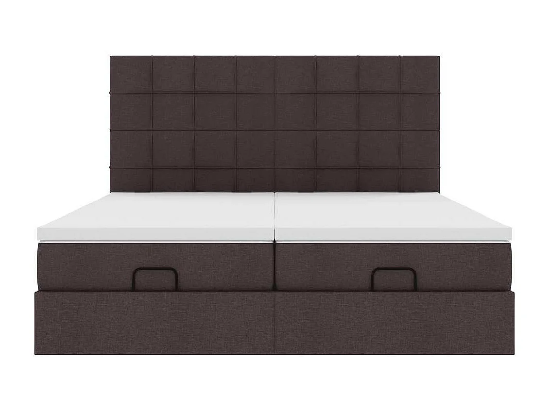 Estrutura de cama otomana com colchões tecido castanho escuro