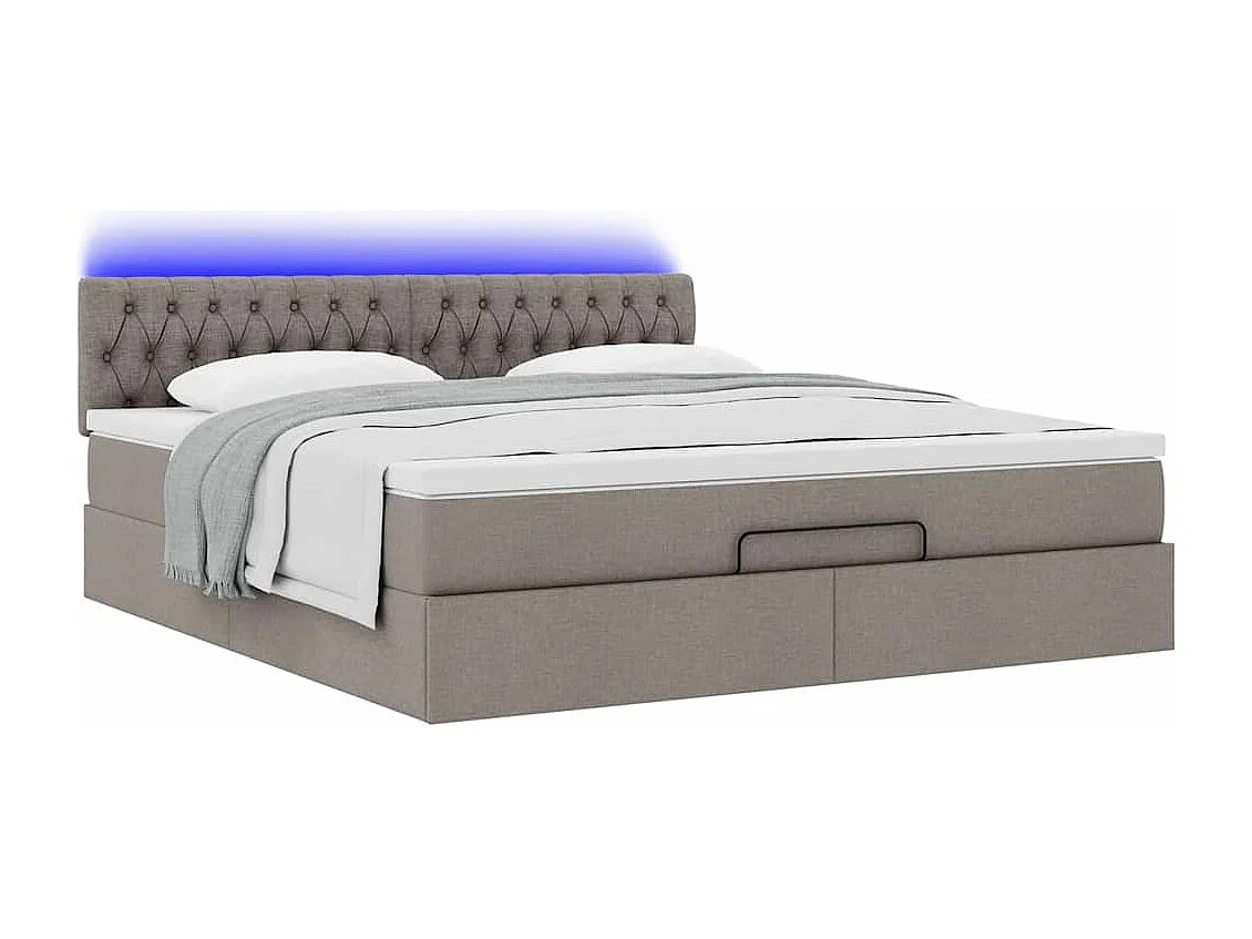 Estructura de cama otomana colchón tela gris pardo 160x200cm