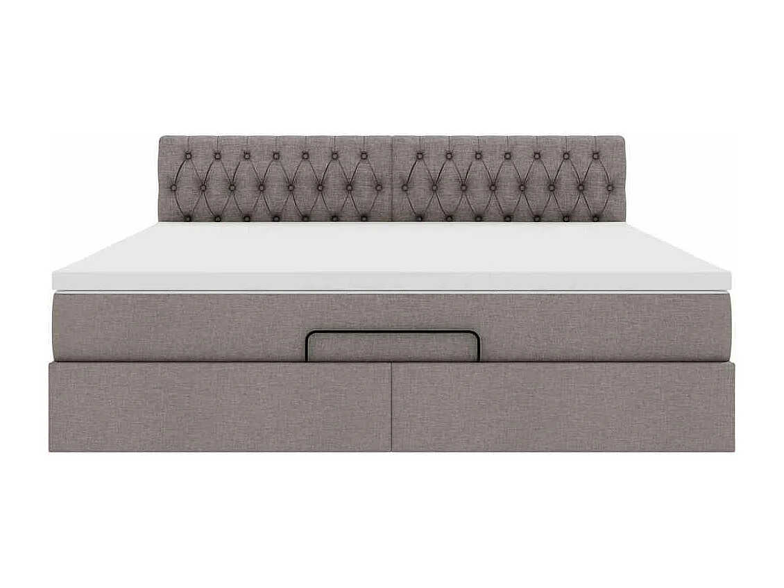 Estructura de cama otomana colchón tela gris pardo 160x200cm