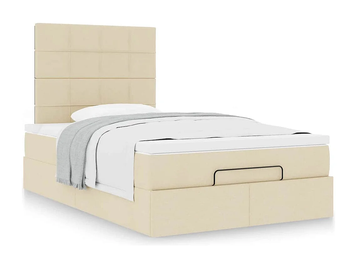 Cadre de lit ottoman avec matelas crème 120x190 cm tissu
