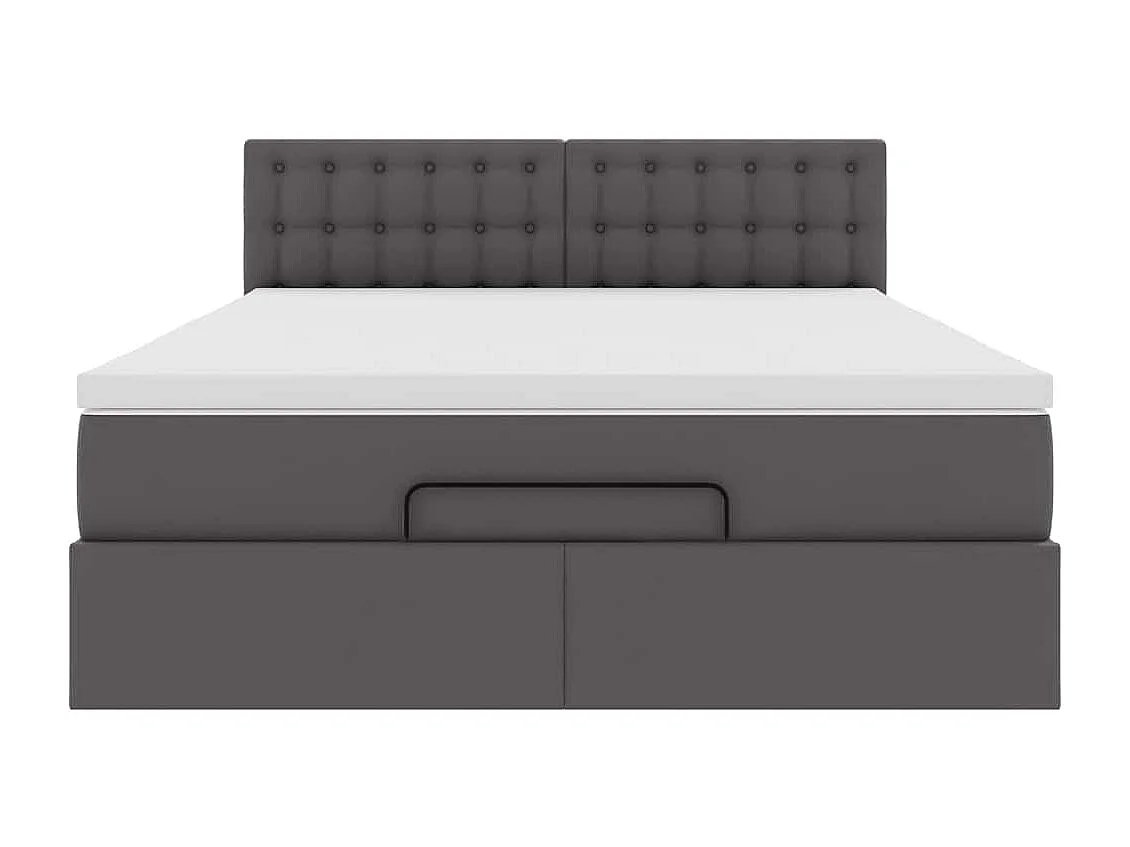 Cadre de lit ottoman avec matelas gris 140x190 cm similicuir