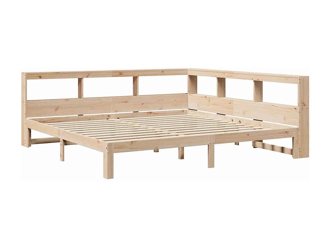 Lit bibliothèque sans matelas 200x200 cm bois massif de pin