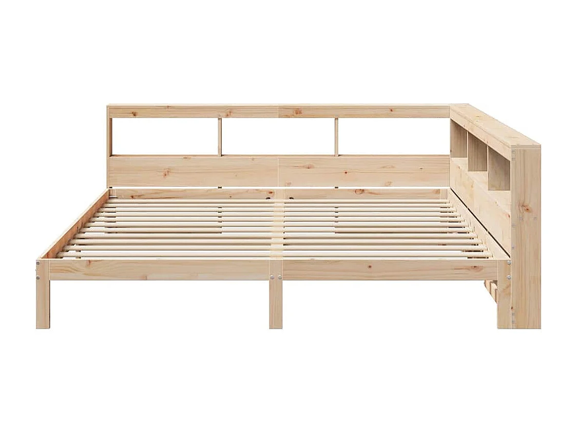 Lit bibliothèque sans matelas 200x200 cm bois massif de pin
