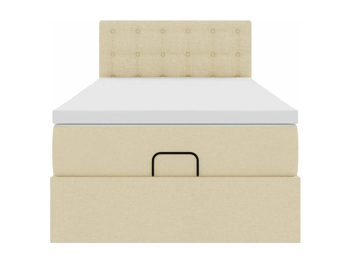 Cadre de lit ottoman avec matelas crème 90x190 cm tissu