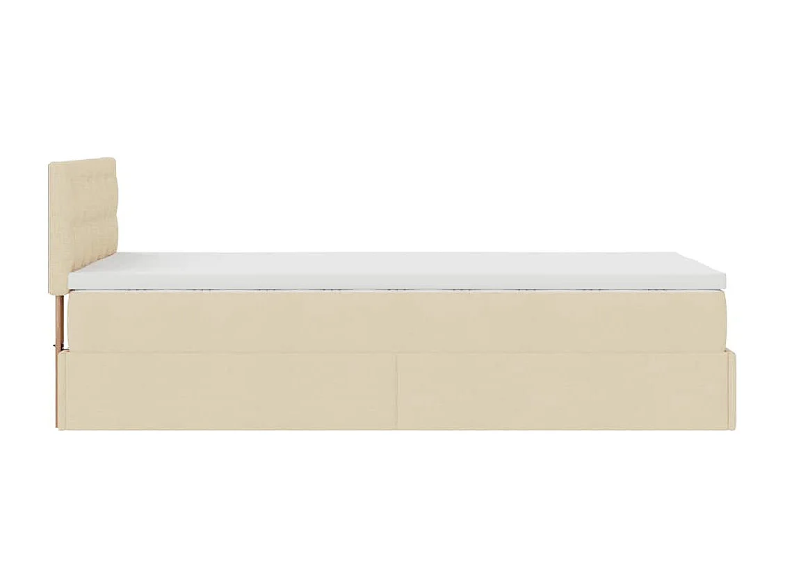 Cadre de lit ottoman avec matelas crème 90x190 cm tissu