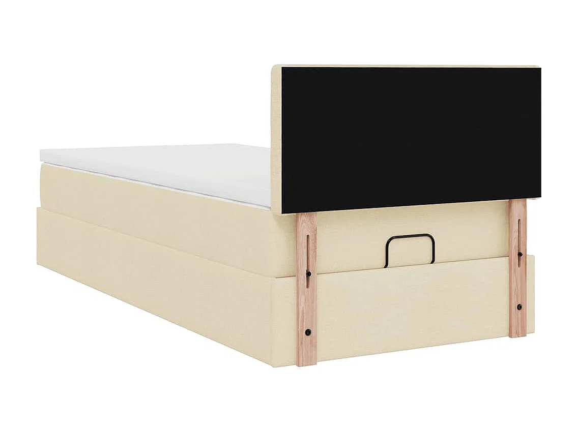 Cadre de lit ottoman avec matelas crème 90x190 cm tissu
