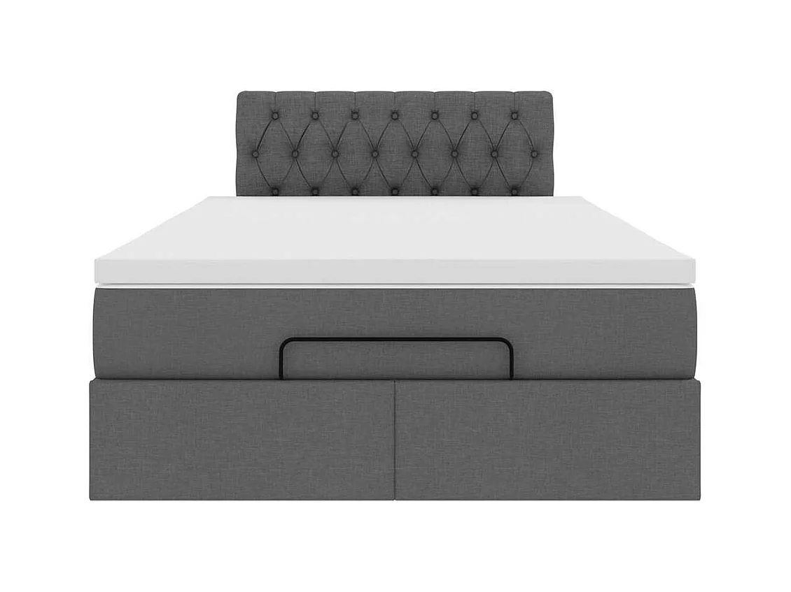 Lit ottoman avec matelas gris foncé 120x190 cm tissu