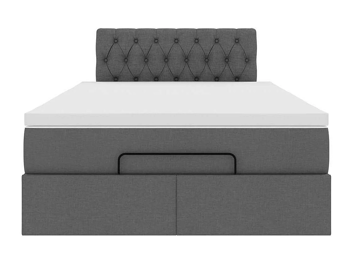 Lit ottoman avec matelas gris foncé 120x190 cm tissu