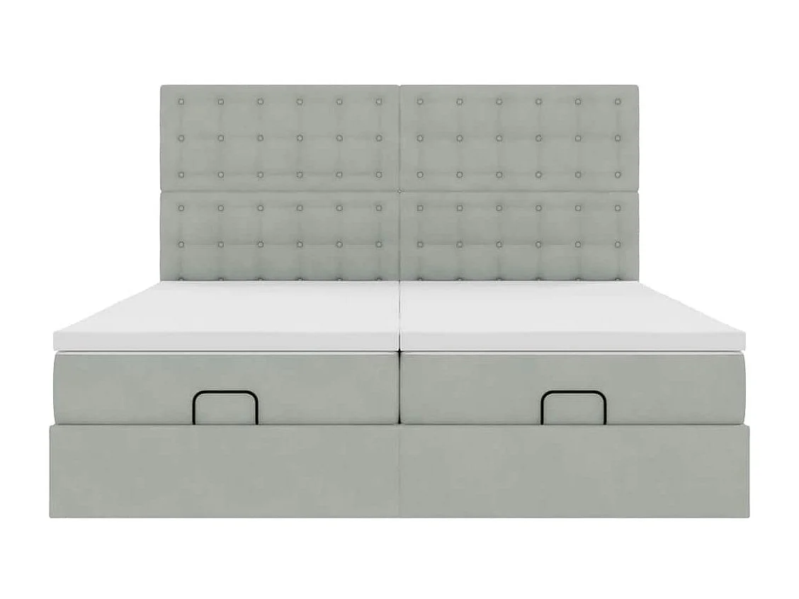 Estructura cama otomana colchones terciopelo gris claro