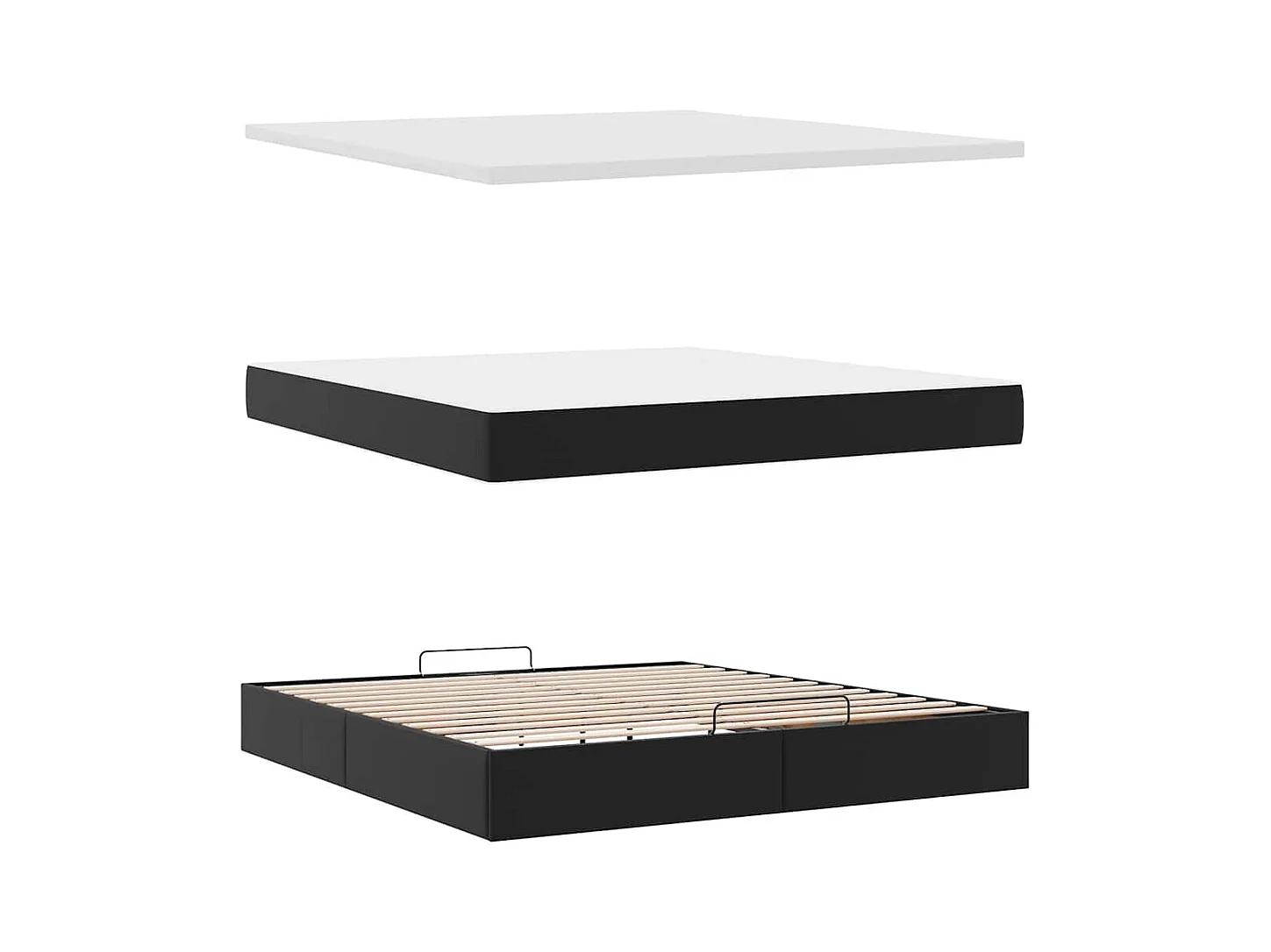 Estrutura de cama otomana com colchão 180x200 cm preta