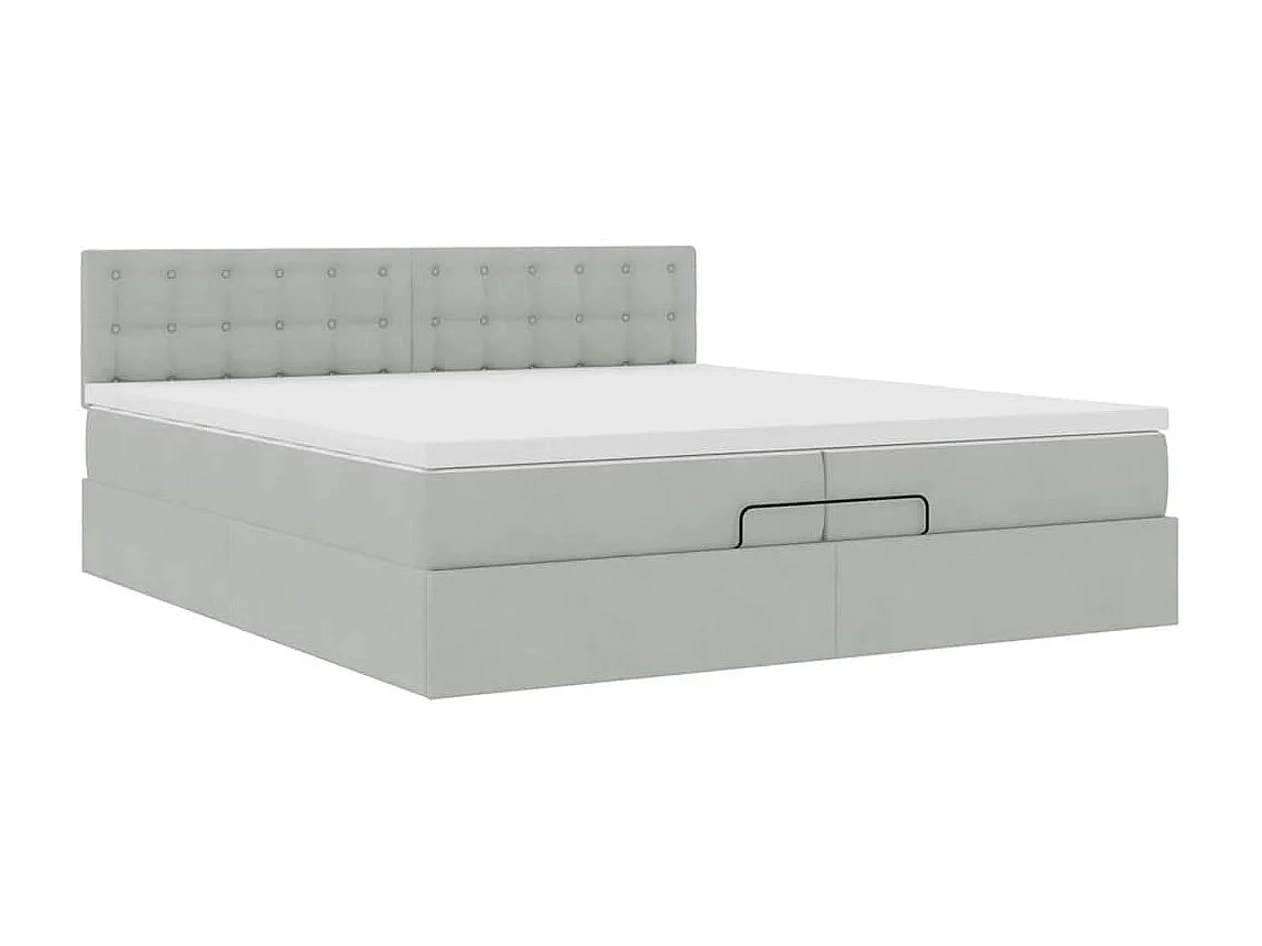 Cadre de lit ottoman avec matelas gris clair 200x200 cm velours