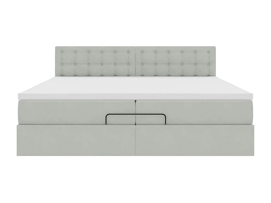 Cadre de lit ottoman avec matelas gris clair 200x200 cm velours