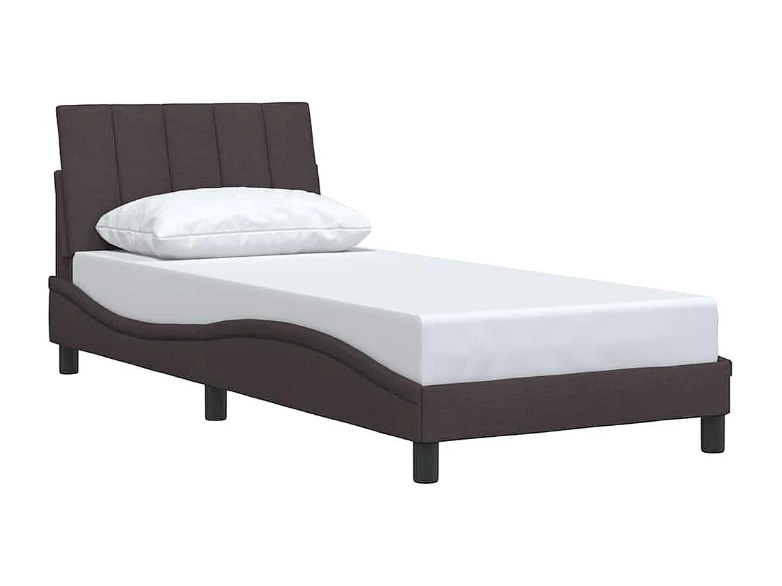Cadre de lit sans matelas marron foncé 90x200 cm tissu