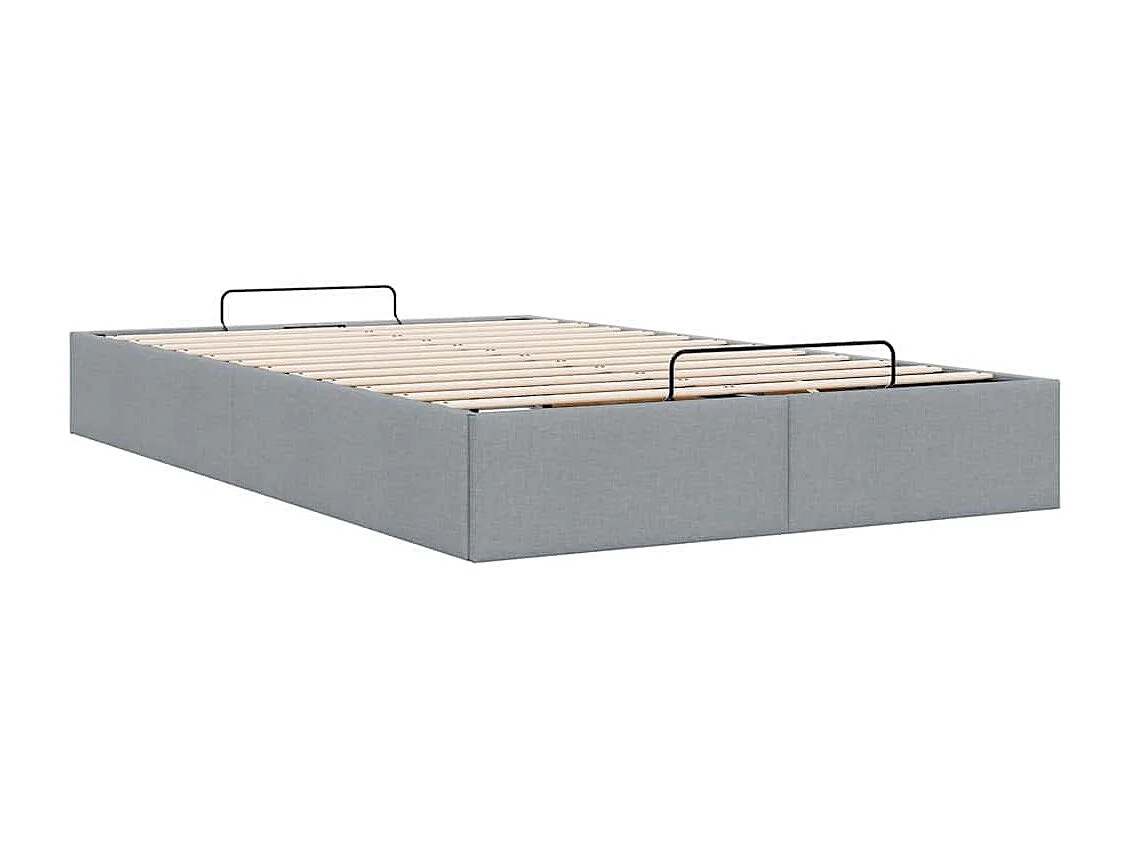 Cadre de lit ottoman sans matelas gris clair 120x190 cm tissu