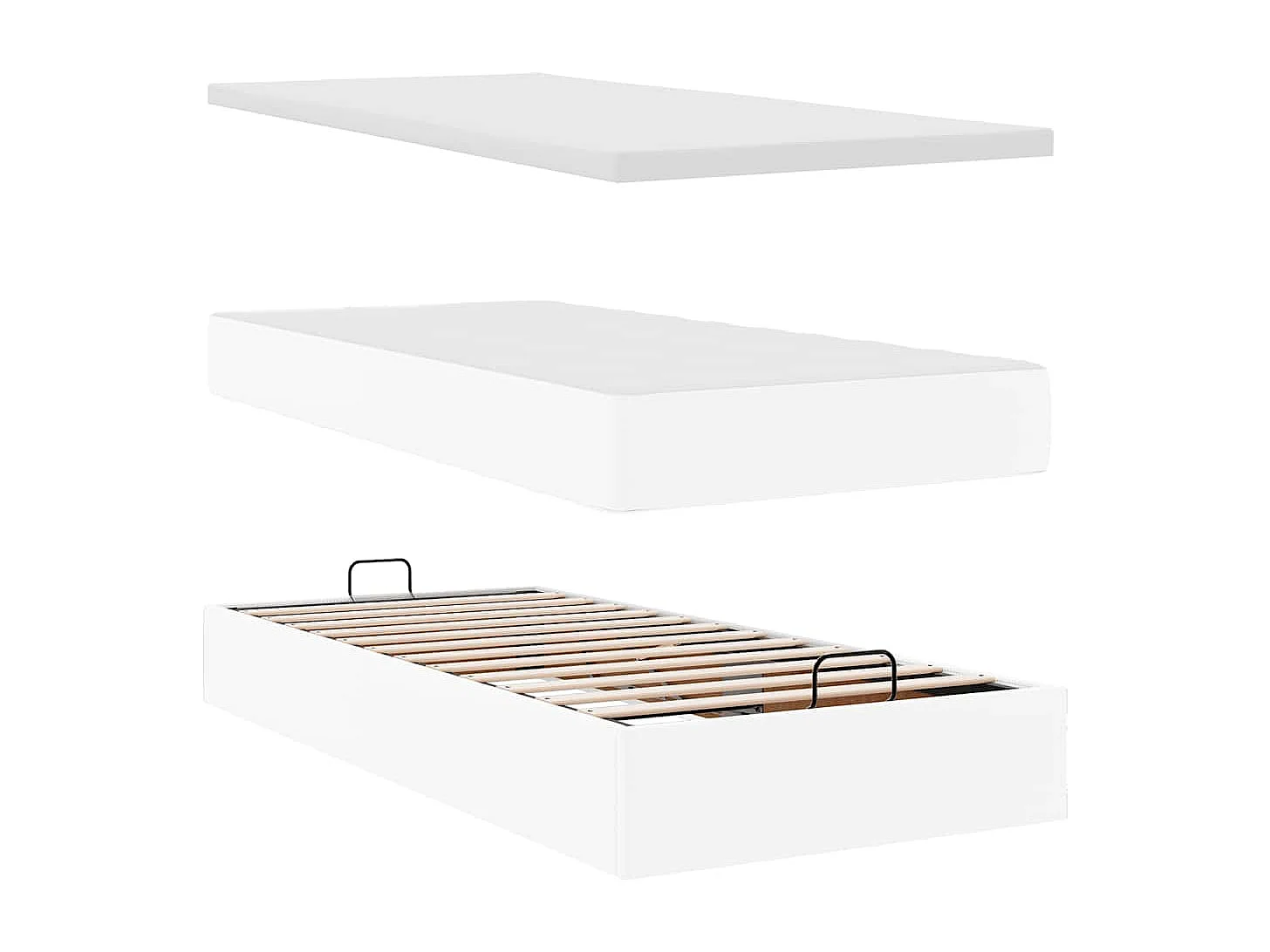 Cadre de lit ottoman avec matelas blanc 100x200 cm similicuir