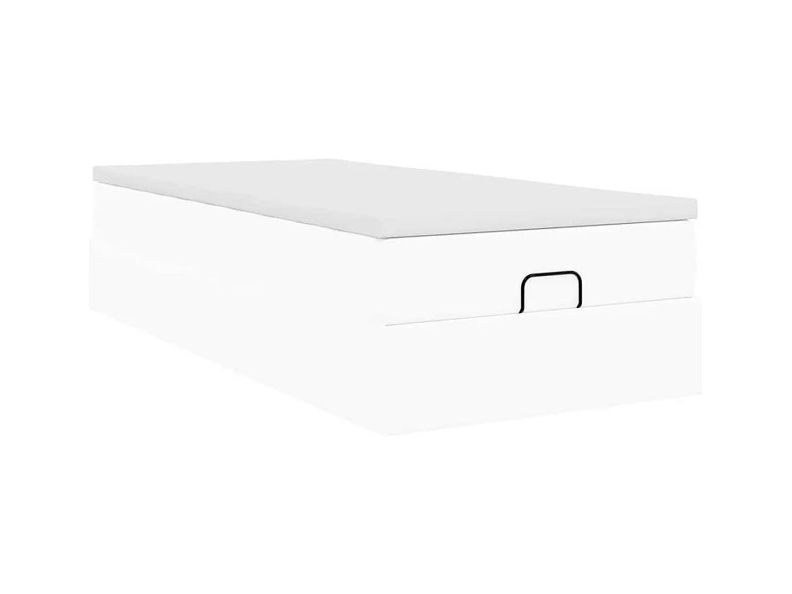 Cadre de lit ottoman avec matelas blanc 100x200 cm similicuir